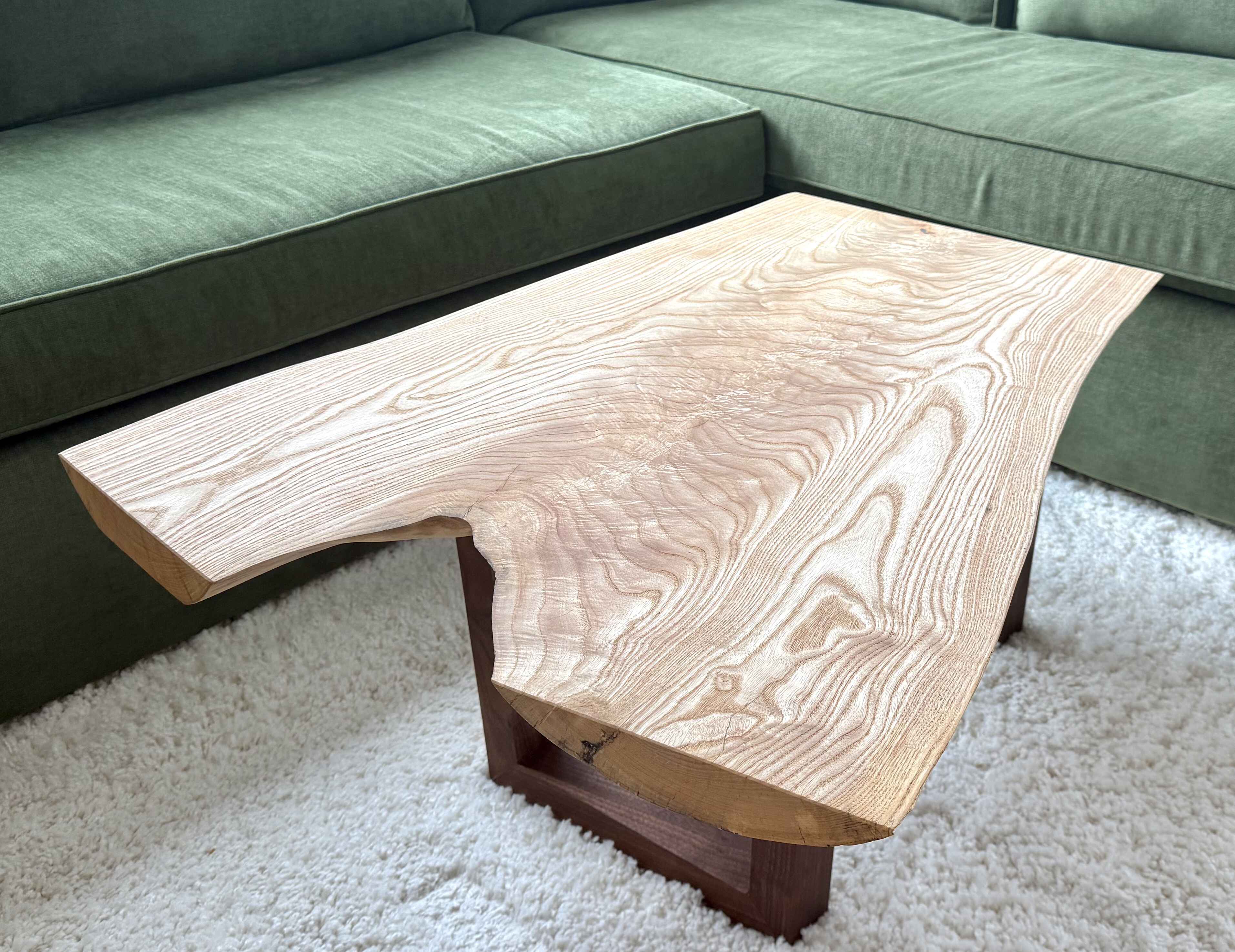 Live-edge ash & walnut coffee table